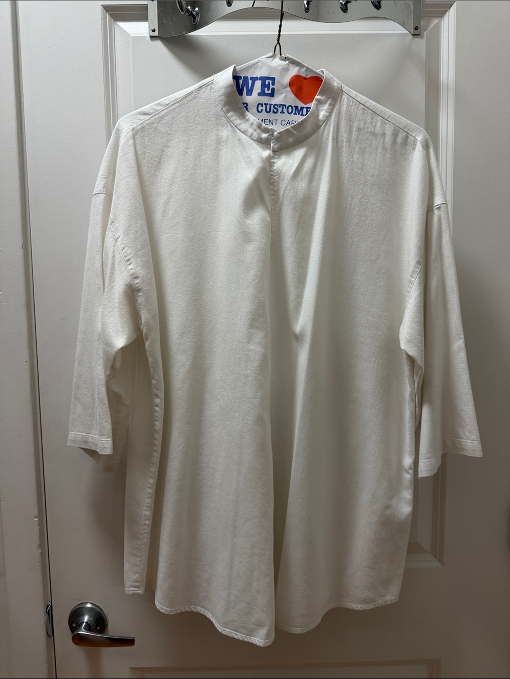 Eileen Fisher White Mandarin-Collar Tunic